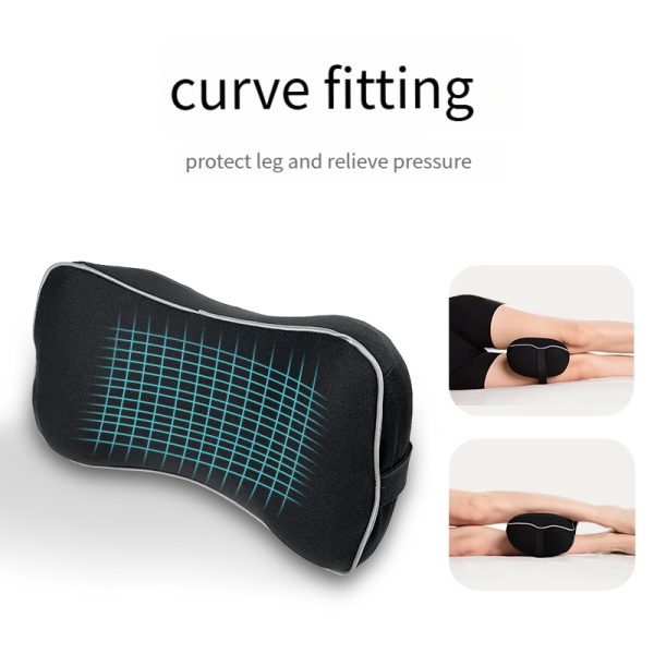 Single-person leg pillow with straps to secure the memory foam leg pillow; designed specifically for side sleeping; removable and washable leg pillow