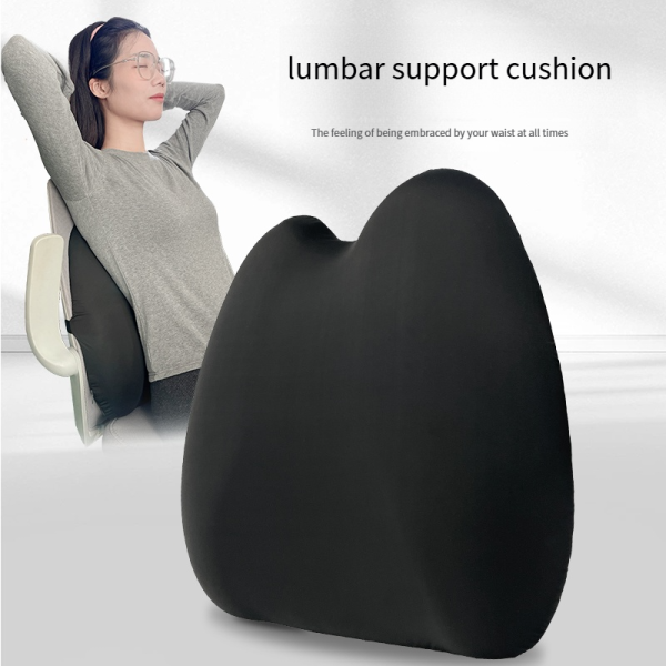 Memory Foam Lumbar Support with Adjustable Shoulder Straps for Relieving Lower Back Pain—Black (for Car and Office Chairs)