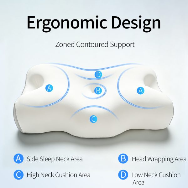 4 Slow-Rebound Memory Foam Beauty Pillow, Contoured Pillow, Side Sleeping Neck Support Pillow, Home Use, Adult Stretch Pillow, Single Size