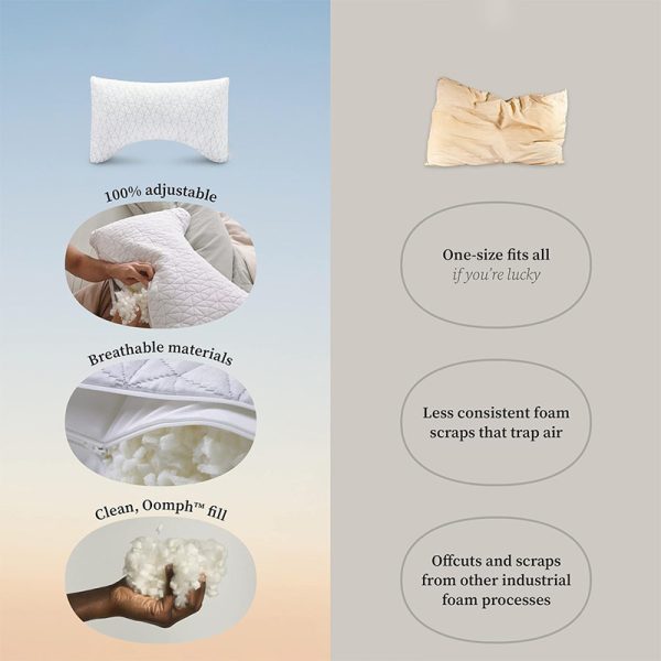 4 Cooling Pillow, Shredded Foam Memory Foam Pillow, Bamboo Fiber Pillow, Pillow for Back, Side, and Stomach Sleeping