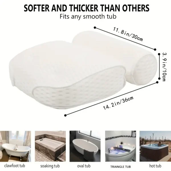 O1CN011xV5WP2I9Lph08FxH_!!2816569243-0-cib.jpg_ Bathtub Pillow: 3D Mesh Bath Pillow with Suction Cups—Non-Slip and Washable—Ideal for Bathrooms, Showers, and Spas