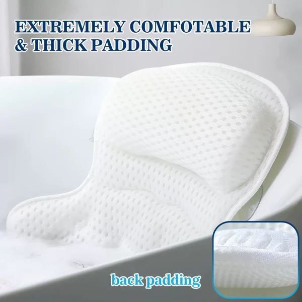 4D Mesh Butterfly-Shaped Bath Pillow with Suction Cups and Hooks—Bathroom Pillow for Bathing, Quick-Drying