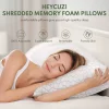 Cooling Pillow, Shredded Foam Memory Foam Pillow, Bamboo Fiber Pillow, Pillow for Back, Side, and Stomach Sleeping