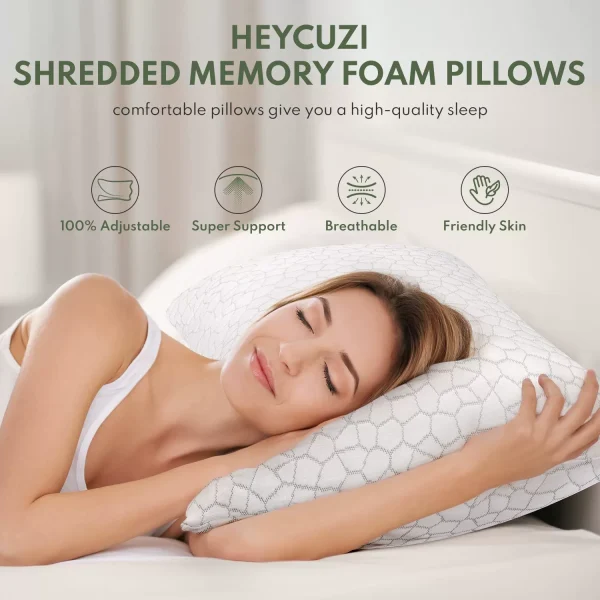 Cooling Pillow, Shredded Foam Memory Foam Pillow, Bamboo Fiber Pillow, Pillow for Back, Side, and Stomach Sleeping