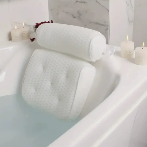 Bathtub Pillow: 3D Mesh Bath Pillow with Suction Cups—Non-Slip and Washable—Ideal for Bathrooms, Showers, and Spas