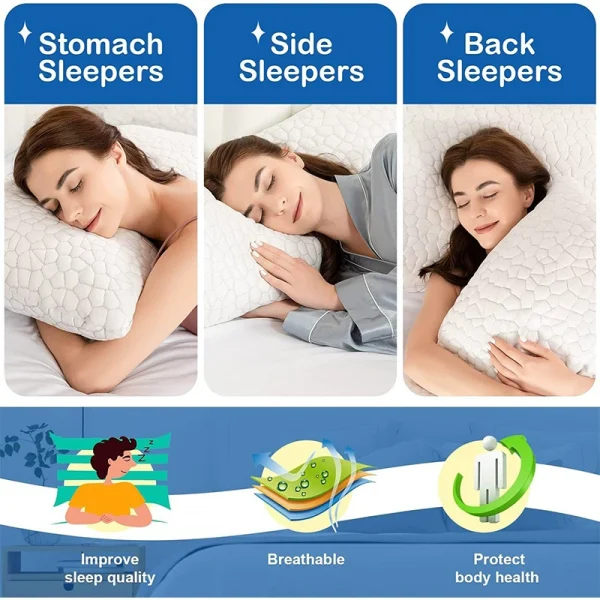 O1CN01Lq5qKW2I9Lq4ZniNq_!!2816569243-0-cib.jpg_ Single-sided cooling pillow, shredded foam memory foam pillow, bamboo fiber pillow, pillow for sleeping on your back, side, or stomach, memory foam pillow