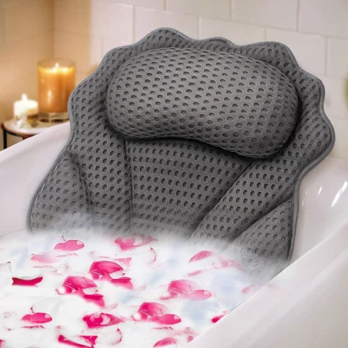 New Bath Tub Cushion with Pillow and Suction Cups – Cross-Border Exclusive for Hotel Bathrooms – Non-Slip Bath Tub Mat