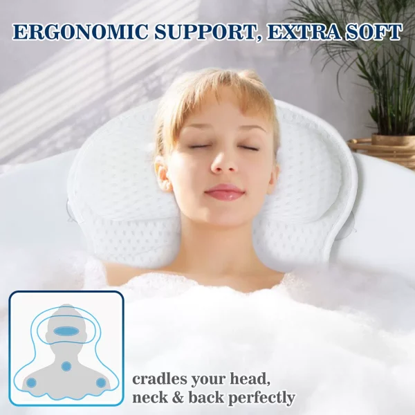 4D Mesh Butterfly-Shaped Bath Pillow with Suction Cups and Hooks—Bathroom Pillow for Bathing, Quick-Drying