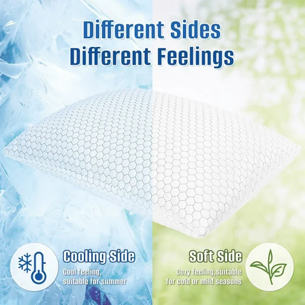 Memory foam pillow, cooling pillow, adjustable straps for sides and back, washable pillowcase, neck support, high resilience