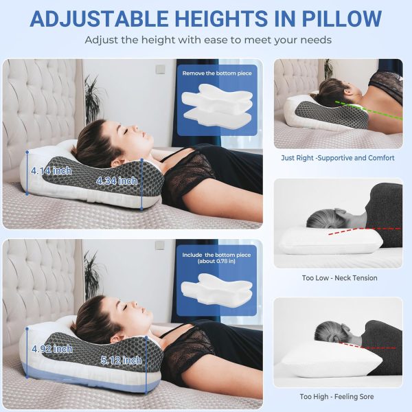 Ergonomic Adjustable-Height Neck Support Memory Foam Pillow