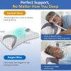 Side-sleeping pillow with memory foam; features a wavy contour on the sides, back, and abdomen to reduce air pressure; designed for better breathing and beauty benefits