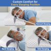 Side-sleeping pillow with memory foam; features a wavy contour on the sides, back, and abdomen to reduce air pressure; designed for better breathing and beauty benefits