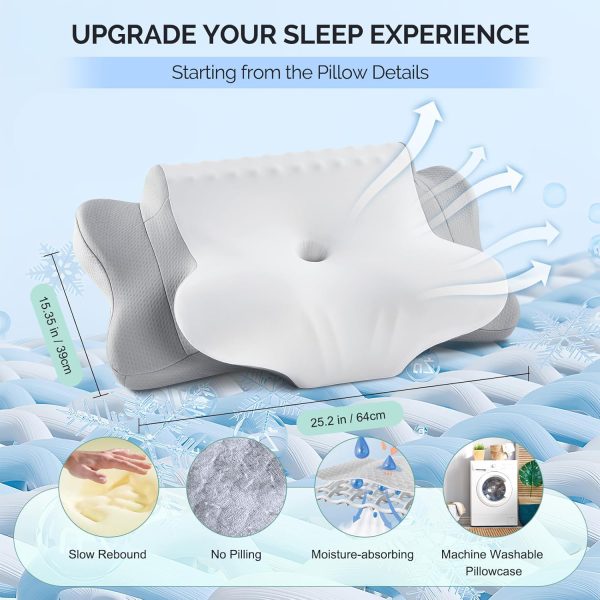 主图6 Memory Foam Pillow, Slow-Rebound Neck Support Pillow, Butterfly-Shaped Pillow, Single-Size Pillow with Adjustable Height, Ergonomic Memory Foam