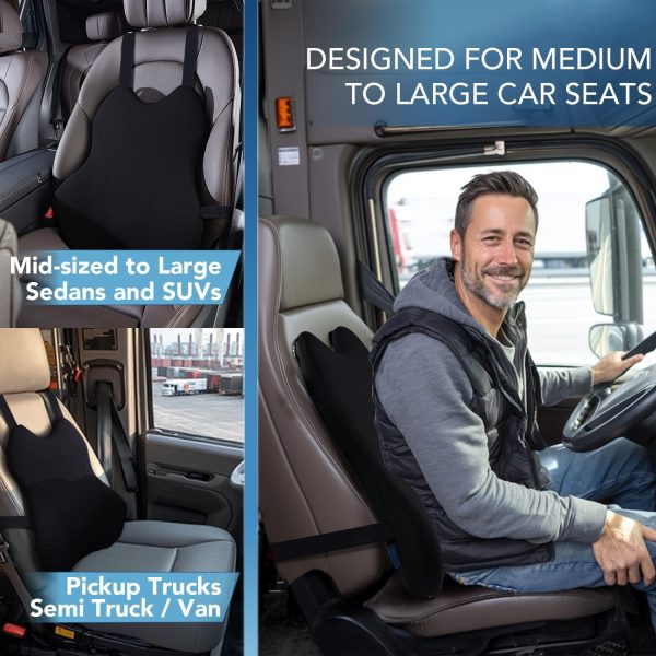 Car Lumbar Support Memory Foam Pillow | Ergonomic Car Backrest Cushion | Washable Pillowcase