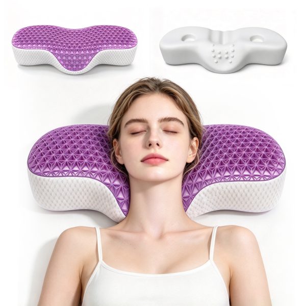 1 (2) TPE Memory Foam Pillow - Neck Friend Purple TPE Pillow: Breathable and Soft, Designed for Adults