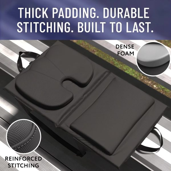 Portable stadium seats with adjustable backrest support and memory foam cushions; the backrest and cushions fold easily
