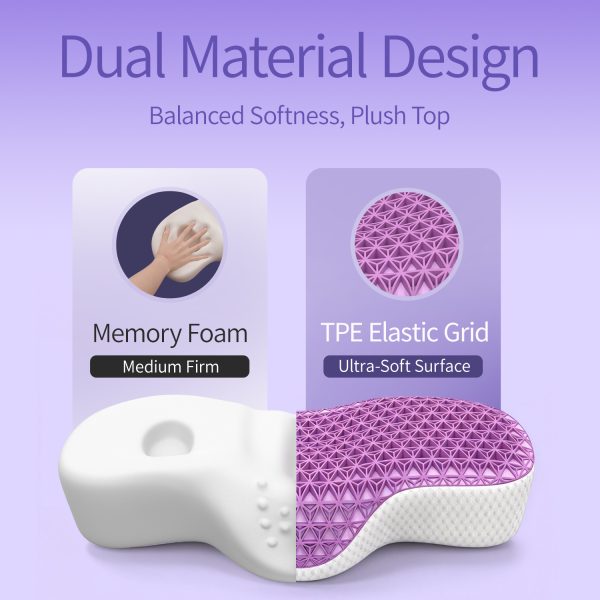 4 TPE Memory Foam Pillow - Neck Friend Purple TPE Pillow: Breathable and Soft, Designed for Adults