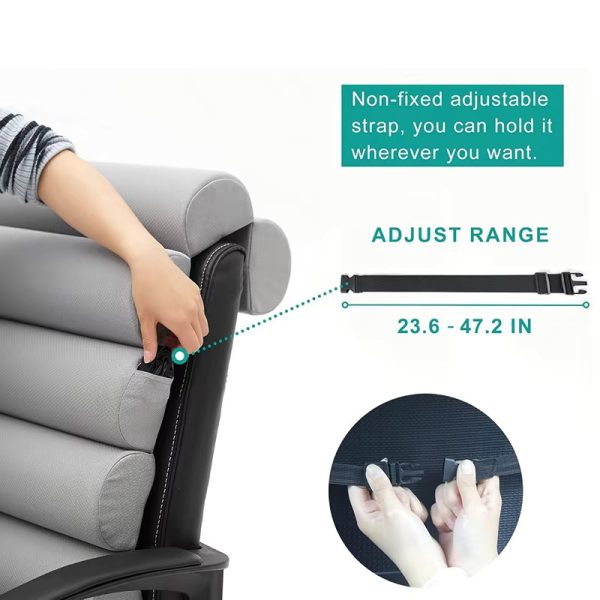 Ergonomic backrest cushion for chairs, wheelchairs, and memory foam car headrests—gray