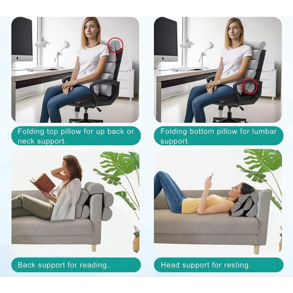 Ergonomic backrest cushion for chairs, wheelchairs, and memory foam car headrests—gray
