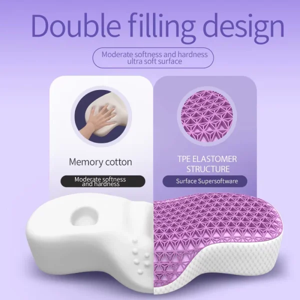 TPE Memory Foam Pillow - Neck Friend Purple TPE Pillow: Breathable and Soft, Designed for Adults