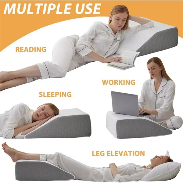 Angled Leg Pillow with Knee Support, Removable Pillowcase, Memory Foam Leg Pillow, Leg Elevation Pillow, Headboard Cushion, Backrest Pillow