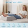 O1CN015g9plL2I9LtVLcl5i_!!2816569243-0-cib.jpg_ Inclined Premium Memory Foam Knee Wedge Pillow for Leg Elevation and Better Sleep; Bedside Cushion with Removable Pillowcase