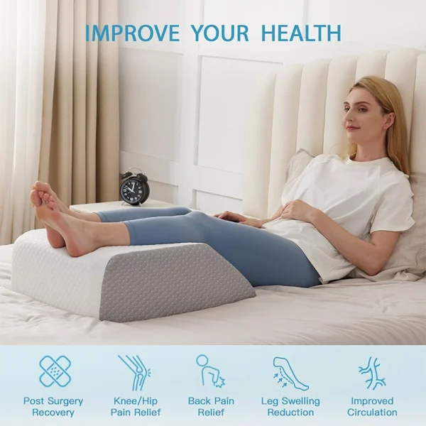 O1CN015g9plL2I9LtVLcl5i_!!2816569243-0-cib.jpg_ Inclined Premium Memory Foam Knee Wedge Pillow for Leg Elevation and Better Sleep; Bedside Cushion with Removable Pillowcase