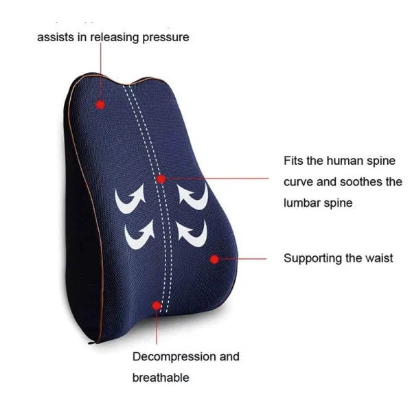 Memory Foam Lumbar Support Cushion for Prolonged Sitting, Thickened Seat Cushion, Backrest Pillow, Pregnancy Lumbar Support, Car Lumbar Pillow, Ergonomic Cross-Design