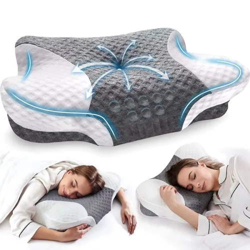 Ergonomic Memory Foam Pillow with Contoured Shape for Side Sleepers to Relieve Neck Pain