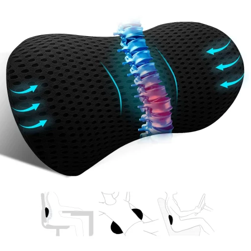 Memory foam breathable car headrest, lumbar support, office cushion, chair cushion, seat cushion, car lumbar cushion, pillow, cross-border
