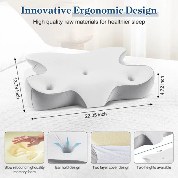 O1CN01COivIJ2I9LxrL41YI_!!2816569243-0-cib.jpg_ Non-sagging, zero-pressure memory foam butterfly-shaped neck support pillow for better sleep; slow-rebound, side-sleeping pressure relief, neck support, medium-high butterfly design