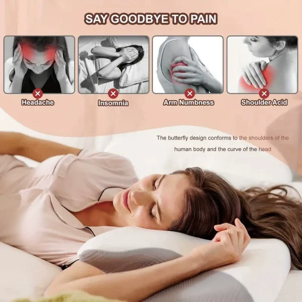 Butterfly-shaped pillow, neck support pillow, non-sagging pillow, cervical spine support pillow, memory foam pillow, slow-rebound zero-pressure pillow core, butterfly-shaped memory foam pillow