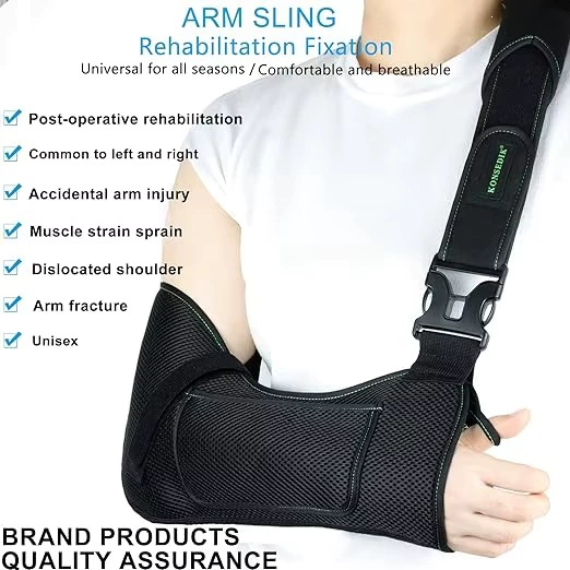 Breathable medical sling with shoulder pads for arms and shoulders, unisex swivel cuffs, wholesale pillow