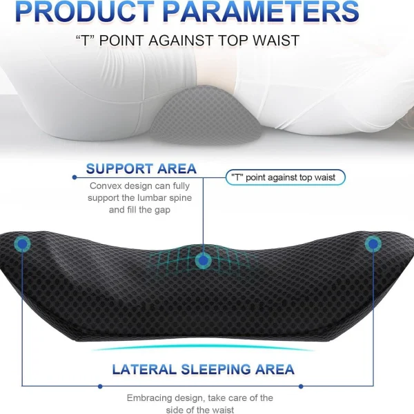 Ergonomic Memory Foam Lumbar Support with Adjustable Shoulder Straps for Cars and Offices, Black