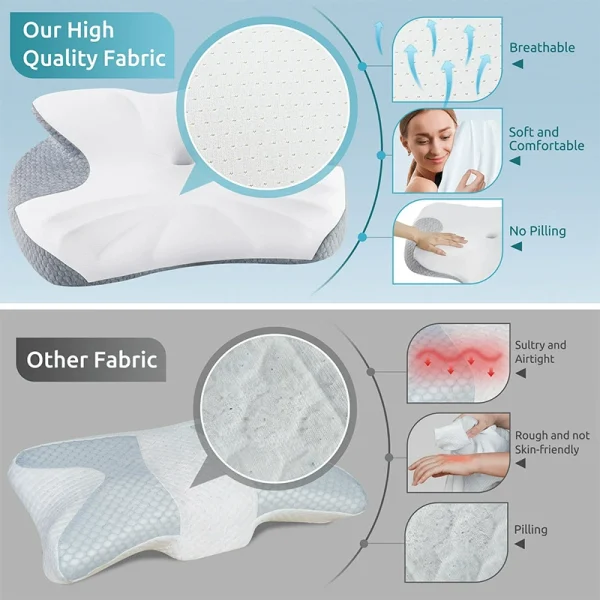 O1CN01HRnjsW2I9Lxr9eXTE_!!2816569243-0-cib.jpg_ Memory foam pillow designed to relieve neck strain during sleep; ergonomic pillow; zero-pressure butterfly pillow