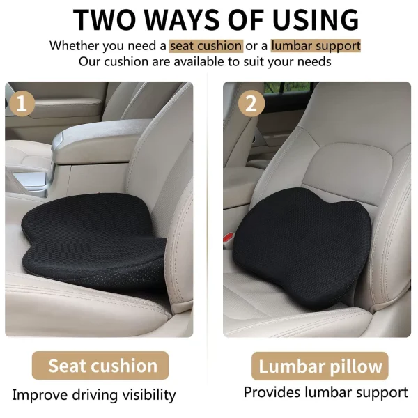 Car Seat Cushion - All-Season, Butt-Lifting, Lumbar Support, Dual-Purpose (Cooling in Summer)