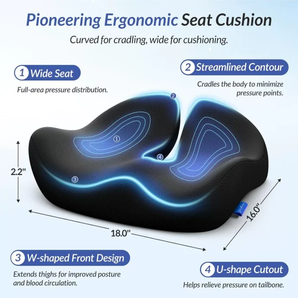 O1CN01JmziEv2I9LufiR4SJ_!!2816569243-0-cib.jpg_ Office Cushion: Memory Foam Cushion—Perfect for Long Hours of Sitting, Back Support, and Comfort; Ideal for Cross-Border Shipping (Compressible for Packing)