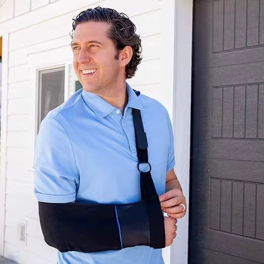 Breathable medical sling with adjustable straps for use after shoulder surgery
