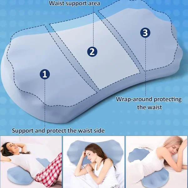 Lumbar Pillow: Relief for Lower Back Pain, Wedge-Shaped Cushion, Memory Foam, Lumbar Support, Ergonomic Design