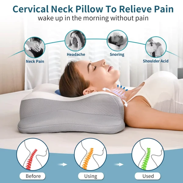 Ergonomic Memory Foam Neck Pillow for Side Sleeping