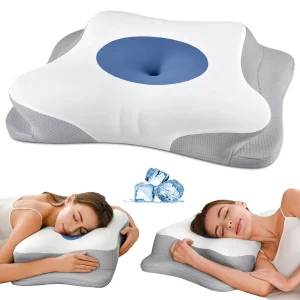 Ergonomic backrest cushion for chairs, wheelchairs, and memory foam car headrests—gray