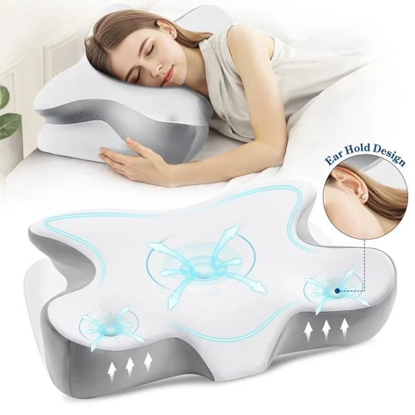O1CN01Pt5Zhg2I9LxsPh2O4_!!2816569243-0-cib.jpg_ Non-sagging, zero-pressure memory foam butterfly-shaped neck support pillow for better sleep; slow-rebound, side-sleeping pressure relief, neck support, medium-high butterfly design