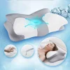 Ergonomically designed butterfly-shaped memory foam pillow for side sleepers that supports the neck
