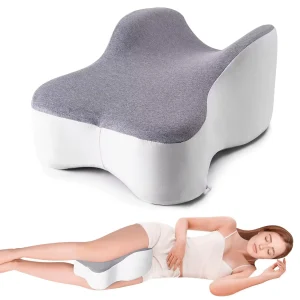 Inclined Premium Memory Foam Knee Wedge Pillow for Leg Elevation and Better Sleep; Bedside Cushion with Removable Pillowcase