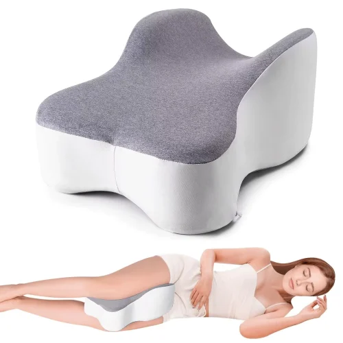 Leg Pillow: Knee Support Wedge Memory Foam Side Pillow with Straps, Washable Pillowcase