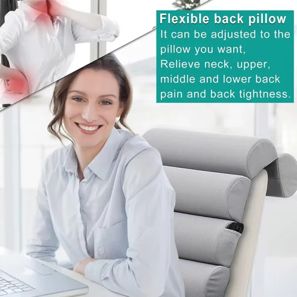 Ergonomic backrest cushion for chairs, wheelchairs, and memory foam car headrests—gray