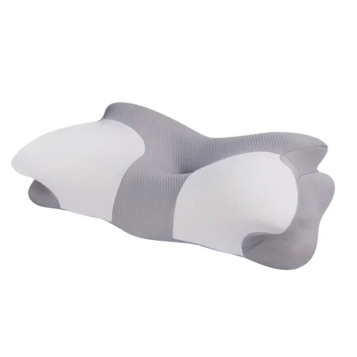 Ergonomically designed butterfly-shaped memory foam pillow for side sleepers that supports the neck