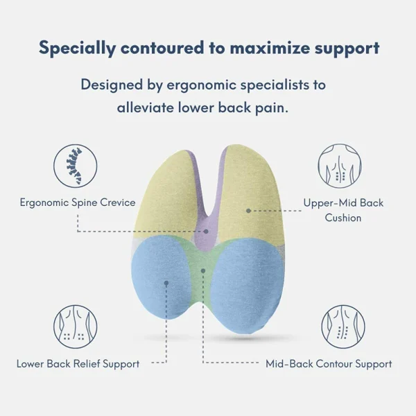 Lumbar Support Cushion, Memory Foam Office Pillow, Slow-Rebound Pillow Core, Removable and Washable Pillowcase, Pregnancy Lumbar Pillow, Lumbar Support Cushion