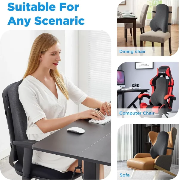 Car Seat Cushion with Memory Foam and Lumbar Support: Ergonomic Design for Office Use, Providing Body Support and Relieving Sciatic Pain