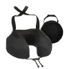 U-Shaped Pillow: Portable Memory Foam Pillow for Travel, Airplanes, and Cars; Provides Stable Support for Head and Neck; Deep Black